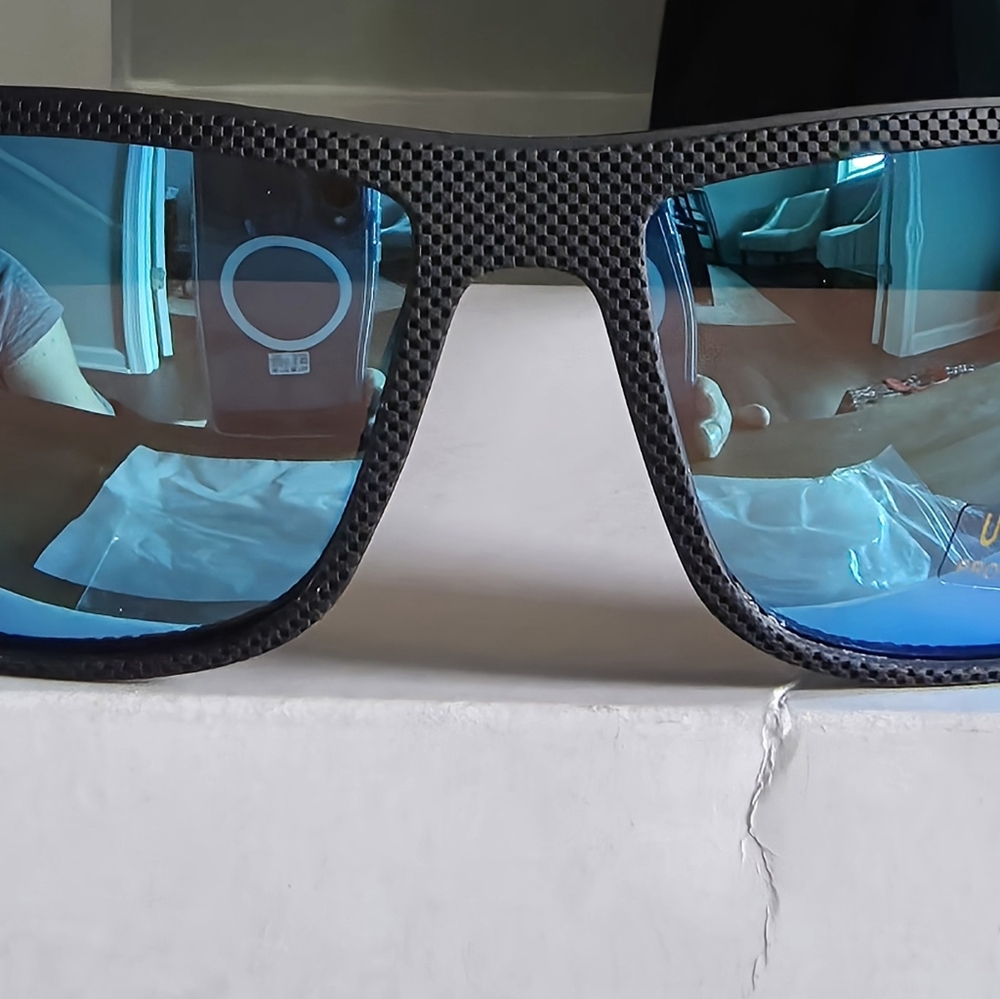 Stylish Black Sunglasses with Blue Lenses